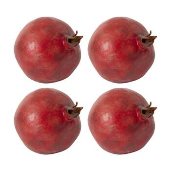 4PK E Style Pomegranate Grand Realistic Artificial Fruit Plastic Red 12x12x12cm