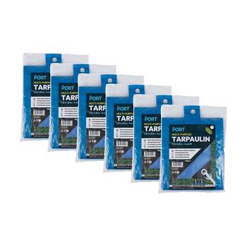 6PK Port Water Resistant UV Stable Outdoor Tarp 6x4ft 183x123cm Blue