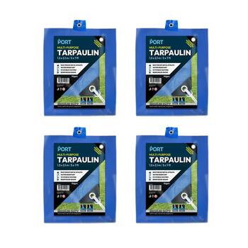 4PK Port Water Resistant UV Stable Outdoor Tarp 5x7ft 153x214cm Blue