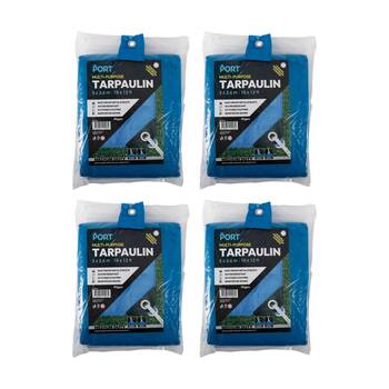 4PK Port Water Resistant UV Stable Outdoor Tarp 10x12ft 305x366cm Blue