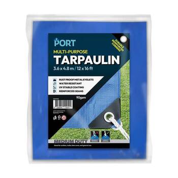 Port Water Resistant UV Stable Outdoor Tarp 12x16ft 366x488cm Blue