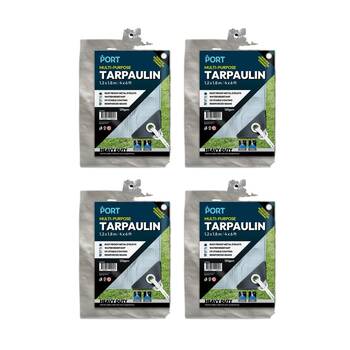 4PK Port Water Resistant UV Stable Outdoor Tarp 6x4ft 183x123cm Silver