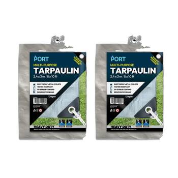 2PK Port Water Resistant UV Stable Outdoor Tarp 8x10ft 244x305cm Silver