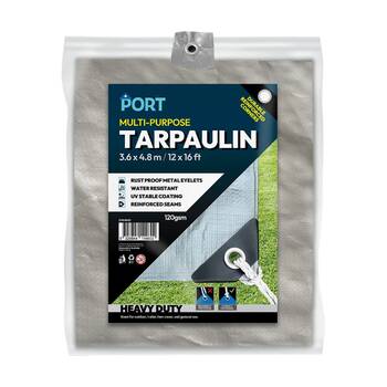 Port Water Resistant UV Stable Outdoor Tarp 12x16ft 366x488cm Silver