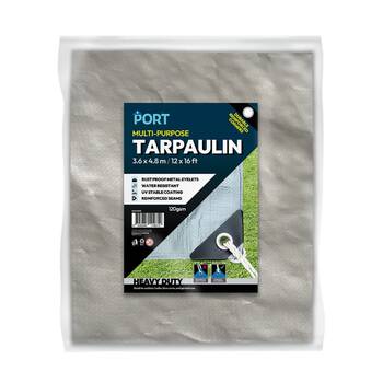 Port Water Resistant UV Stable Outdoor Tarp 12x20ft 366x610cm Silver