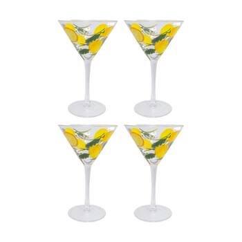 4PK LVD Lemoncello Martini Glass Barware/Drinkware Decor Yellow/Clear 17x10cm