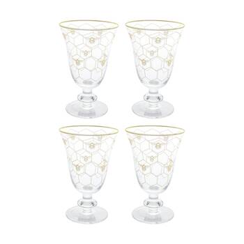 4PK LVD Honeycomb Bee Wine/Water Glass Barware/Drinkware Decor 350ml 16x11x7.5cm