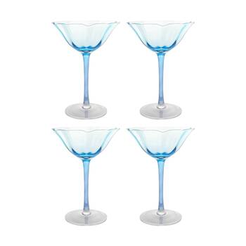 4PK LVD Decorative Ocean Cocktail Glass Barware/Drinkware Decor Blue 20x12x12cm