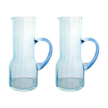 2PK LVD Ocean Water Glass Jug Home/Kitchen Tableware Decor 20x10cm Light Blue