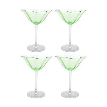 4PK LVD Decorative Poppy Cocktail Glass Barware/Drinkware Cup Decor Green