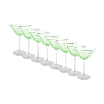 8PK LVD Decorative Poppy Cocktail Glass Barware/Drinkware Cup Decor Green