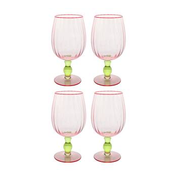 4PK LVD Decorative Poppy Wine Glass Barware/Drinkware Cup Decor Green/Red