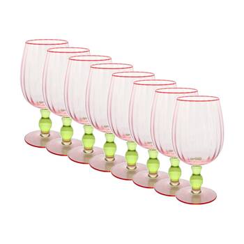 8PK LVD Decorative Poppy Wine Glass Barware/Drinkware Cup Decor Green/Red