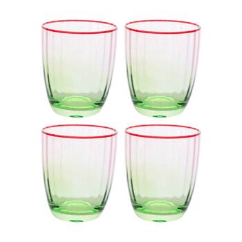 4PK LVD Decorative Poppy Water Glass Barware/Drinkware Decor Green/Red 10x8x8cm
