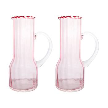 2PK LVD Poppy Water Glass Jug Home/Kitchen Tableware Decor 21x14.12.5cm Pink