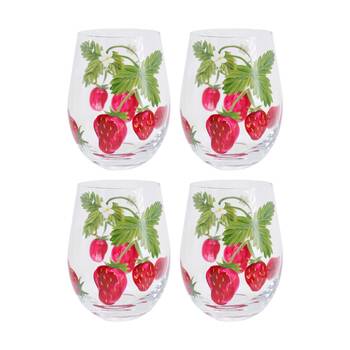 4PK LVD Decorative Strawberry Field Water Glass Barware/Drinkware 10x8.5x8.5cm