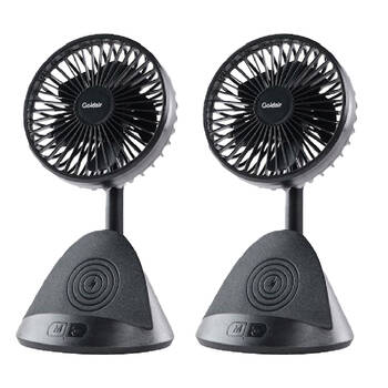 2PK Goldair Portable Rechargeable Desk Fan W/ Wireless Induction Phone Charger