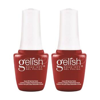 2PK Gelish Mini UV LED Soak Off Gel Nail Polish Colour Hot Rod Red 9ml