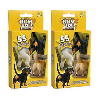 2x Bubblegum Stuff Name That Bumhole Dog Edition Party Family Card Game Yellow
