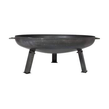 Glow Pittsburgh Low Outdoor Fire Pit W/ Oiled Steel Bowl & Handles 103cm