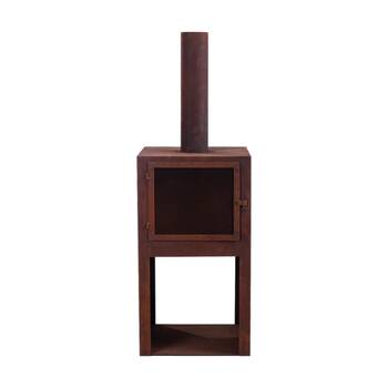 Glow Jasper Outdoor Fire Place Chimenea W/ Wood Storage & Pedestal Base 150cm