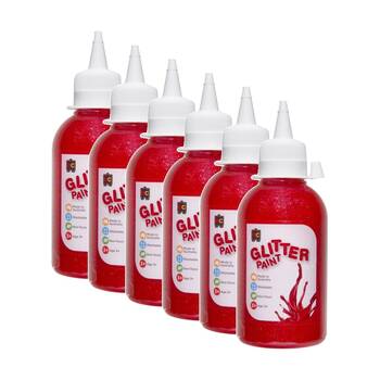6PK Educational Colours Glitter Acrylic Junior Paint Fairy Pink 250ml 3y+