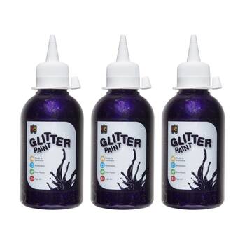 3PK Educational Colours Glitter Acrylic Junior Paint Fairy Purple 250ml 3y+