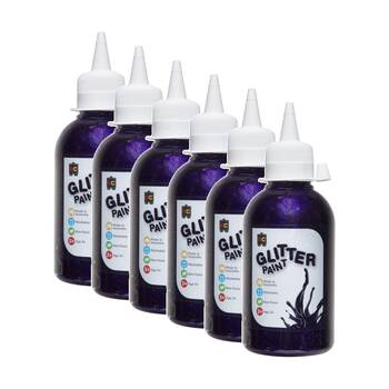 6PK Educational Colours Glitter Acrylic Junior Paint Fairy Purple 250ml 3y+