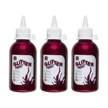 3PK Educational Colours Glitter Acrylic Junior Paint Magenta 250ml 3y+