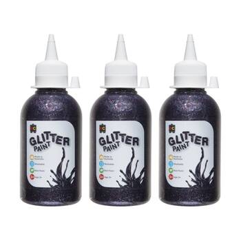3PK Educational Colours Glitter Acrylic Junior Paint Multi 250ml 3y+