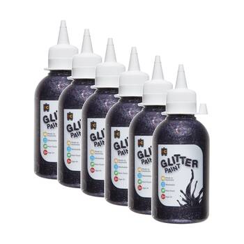 6PK Educational Colours Glitter Acrylic Junior Paint Multi 250ml 3y+