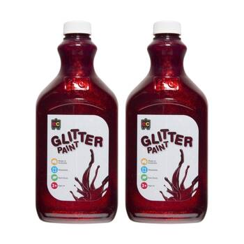 2PK Educational Colours Glitter Acrylic Junior Student Paint Red 2L 3y+