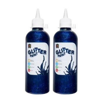 2PK Educational Colours Glitter Acrylic Junior Paint Blue 500ml 3y+