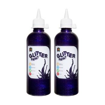 2PK Educational Colours Glitter Acrylic Junior Paint Purple 500ml 3y+