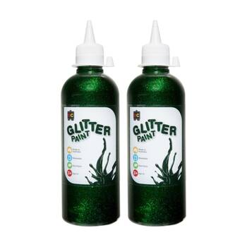 2PK Educational Colours Glitter Acrylic Junior Paint Green 500ml 3y+