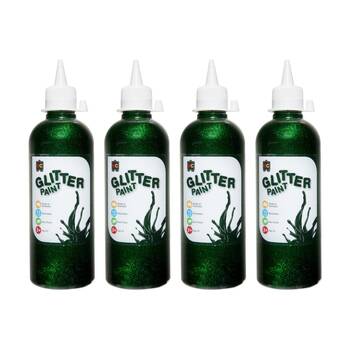4PK Educational Colours Glitter Acrylic Junior Paint Green 500ml 3y+