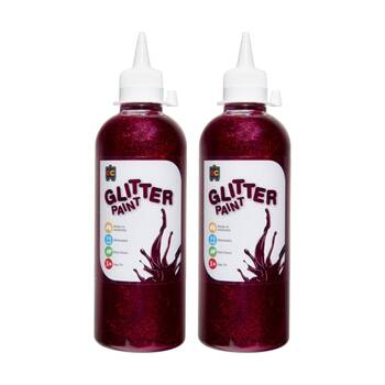 2PK Educational Colours Glitter Acrylic Junior Paint Magenta 500ml 3y+