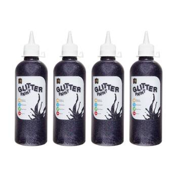 4PK Educational Colours Glitter Acrylic Junior Paint Multi 500ml 3y+