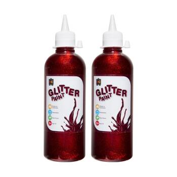 2PK Educational Colours Glitter Acrylic Junior Paint Red 500ml 3y+
