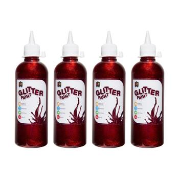 4PK Educational Colours Glitter Acrylic Junior Paint Red 500ml 3y+