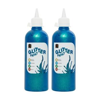 2PK Educational Colours Glitter Acrylic Junior Paint Sky Blue 500ml 3y+