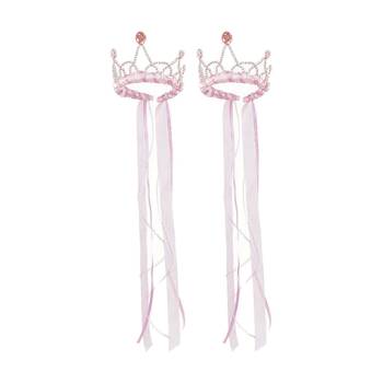2PK Great Pretenders Ribbon Tiara Kids Dress Up Accessory 3+ Years Light Pink