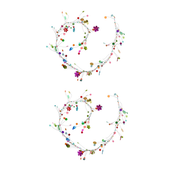 2PK LVD Handcrafted Metallic Wire Beaded Garland Home Decor 90cm Multicoloured