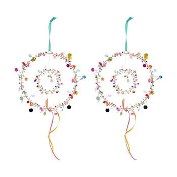 2PK LVD Beaded Seasonal Double Wreath Home & Living Decor 17cm Multicoloured