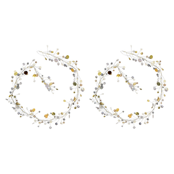 2PK LVD Handcrafted Champagne Metallic Wire Beaded Garland Home Decor 90cm