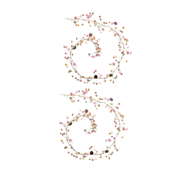 2PK LVD Handcrafted Salmon Rose Wire Beaded Garland Home Decor 90cm Multicolour