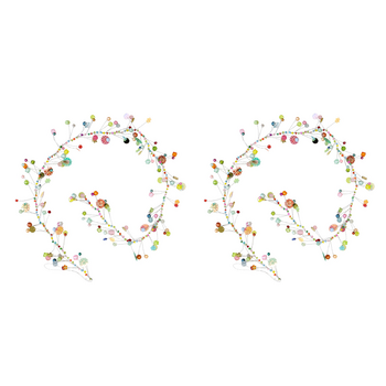 2PK LVD Handcrafted Pastel Metallic Wire Beaded Garland Decor 90cm Multicoloured