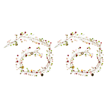 2PK LVD Blushing Handcrafted Wire Beaded Garland Home Decor 90cm Multicoloured
