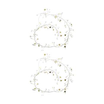 2PK LVD Handcrafted Ivory Gold Wire Beaded Garland Home Decor 90cm Multicoloured