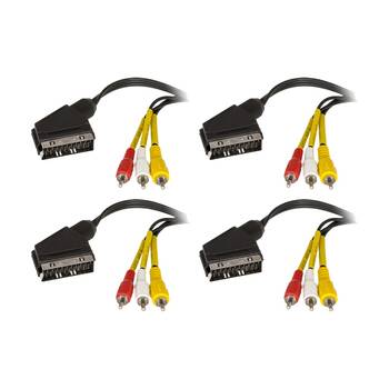 4PK Jonsa Scart To Composite Lead 1.5M Foxtel App F10273 Rca Approved Cable AV